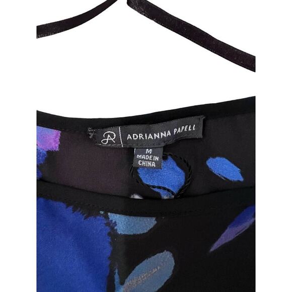 Adrianna Papell  black blue abstract top sz M - Picture 2 of 5